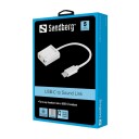 Sandberg USB-C Lydkort Adapter 2x3.5mm Stereo Sølv/Hvit