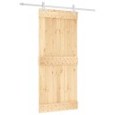  Skyvedør Naturlig og Hvit 90 x 210 cm Massiv Furu Tre