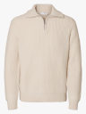 Selected Homme Land Long Sleeve Knit Half Zip Beige XXL