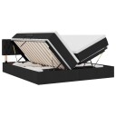  LED lagringseng med madrass Svart 180 x 200 cm Stoff