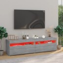 vidaXL TV-benk med LED-lys 2 stk grå sonoma 75x35x40 cm