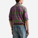 Custom Fit Plaid Oxford Shirt Purple Green Multi