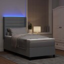  Box Spring Seng med Madrass & LED Lys Lysegrå 100x200 cm Stoff