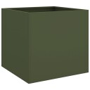 Plantekasse olivengrønn 49x47x46 cm kaldvalset stål