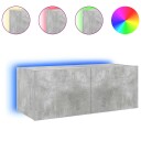 vidaXL Vegghengt TV-benk med LED-lys betonggrå 80x35x31 cm 8721012258716