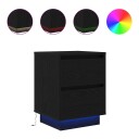  Nattskap med LED lys Sort 38x34x50 cm
