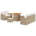  8 Delt Hage Sofa Sett med Puter Krem Poly Rotting Akasietre