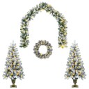 vidaXL Mini juletresett 120 cm 275 LED-lys Varmhvit PVC Grønn og hvit