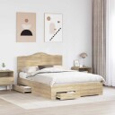  Sengestamme med skuff Sonoma eik 140 x 190 cm Konstruert tre