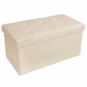 tectake Sammenleggbar puff m/oppbevaring KunstlÃ¦r 80x40x40cm - beige