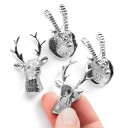 Dekormagneter med gevir – hjort og steinbukk i metall 4 stk