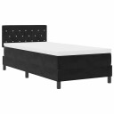  Box Spring Seng med Madrass og LED Svart 90x200 cm Fløyel