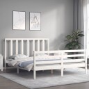vidaXL Sengeramme med hodegavl hvit 160x200 cm heltre