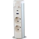 E-Line pop-up motor grenuttak med 1 uttak og USB A+C, schuko white