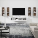 vidaXL TV-skapsett 6 deler hvit konstruert tre
