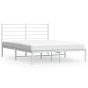 vidaXL Sengeramme i metall med hodegavl hvit 140x190 cm