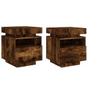  Nattbord med LED 2 stk røkt eik 40x39x48,5 cm 8721012253773