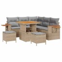 vidaXL Hagesofa Set 9 stk. 8-Antall seter Beige og lys grå polyrotting