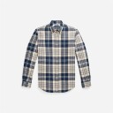 Custom Fit Plaid Brushed Flannel Shirt Off White/Navy