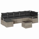  9 Delt Hage Sofa Set med Puter Grå Poly Rattan