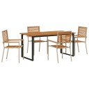 vidaXL Hage Spisegruppe 5 stk. Beige Solid akasietre