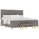  Box Spring Seng med Madrass & Benk Taupe 200x200 cm Stoff