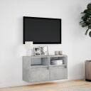  Vegghengt TV-benk med LED-lys betonggrå 80x31x45 cm 8721102968952
