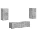  TV benksett 4 pcs Betonggrå Konstruert tre