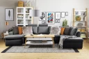 Crazy 5 seters Venstrevendt U formet X Large Sofa med Divan og Sjeselong i Stoff   Mørk grå