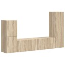  TV benksett Veggmontert 4 pcs Sonoma eik Konstruert tre