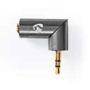 Nedis Stereo Audio Adapter 3.5 Mm Han Hun Gull Belagt Rett Metall / Gun Metal Grå 1 Stk. Deksel Vindusboks
