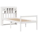  Seng med bokhylle uten madrass hvit 90x200 cm heltre furu