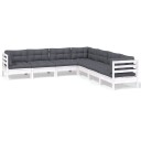 vidaXL Hagesofagruppe med puter 7 deler hvit heltre furu