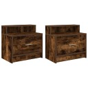  Nattbord med skuff 2 stk røkt eik 51x31x47 cm 8721158575562