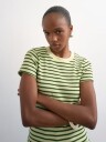 Topshop Sally Short Sleeve Stripe Rib Short Tee Grønn XS