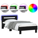 vidaXL Sengeramme med hodegavl og LED-lys svart 75x190 cm 8721012241015