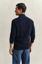 GANT Micro Textured Cotton Zip Cardigan   Navy   XXXL