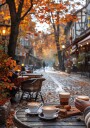 Cozy Autumn Café Scene Plakat Plakat / 100x150cm