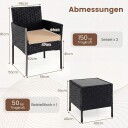 3 delt rotting terrassemøbelsett – gule puter glassbord