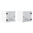  Nattbord med glassdører 2 stk hvit 35x37x35 cm 8721012214132