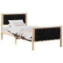  Sengestamme med hodegjerde Svart 90 x 200 cm Massiv furu