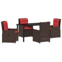 vidaXL Hage Spisegruppe med pute 5 pcs Brun Poly rattan
