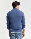 Gant Piquestrikket bomullsgenser med half-zip  DENIM BLUE MELANGE XXXL