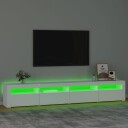  TV-benk med LED-lys hvit 240x35x40 cm