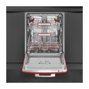 Smeg 50's Style Underbygd Oppvaskmaskin Rød med Høydejusterbare Kurver