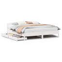  Sengeramme med madrass hvit 200x200 cm heltre furu