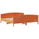 vidaXL Sengeramme med hodegavl voksbrun 200x200 cm heltre furu 8721012430068