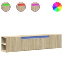  Vegghengt TV-benk med LED sonoma eik 180x31x39,5 cm