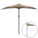 vidaXL Balkongparasoll med aluminiumsstang gråbrun 270x135 cm halv