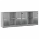 Bokhylle med dører grå sonoma 204x37x75 cm konstruert tre 8721012216266